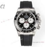 C1 Factory Top Watch - C1 Rolex Daytona New 4131 Oysterflex Rubber Black-silver Dial